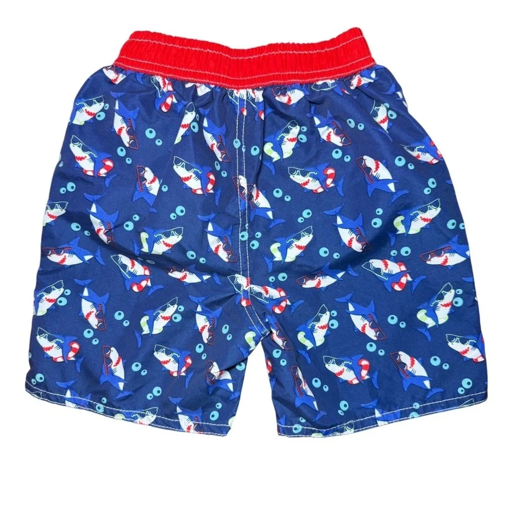 H2O Swim Trunks Boys 2T Navy Blue Shark Print